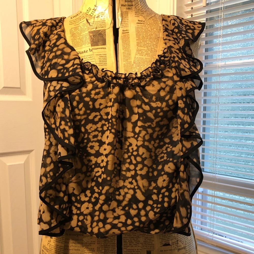 Express Ruffled Cheetah Leopard Blouse size S